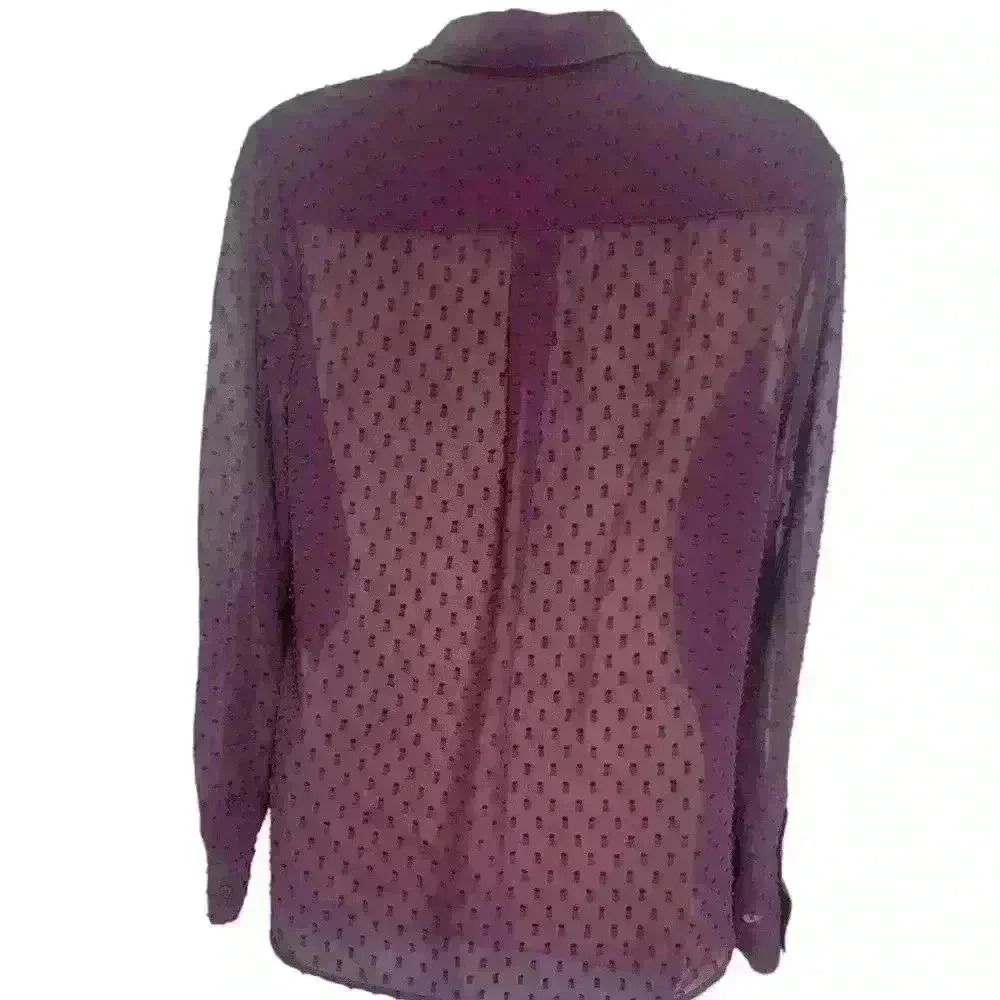 Banana Republic Swiss Dot Sheer Blouse Purple Size S - Picture 2 of 6